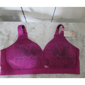 New Cacique Bra 46D Purple Lace Lightly Lined No Wire Plus Size Bralette